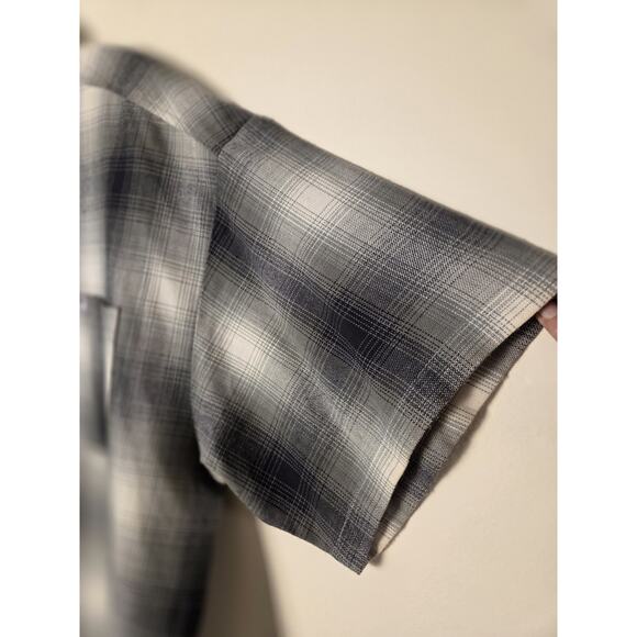 CalTop Shirt Mens XL Gray Plaid Short Sleeve Button Up USA Flannel VTG OG Street - Picture 7 of 9